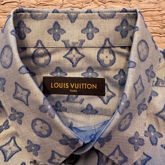 Louis Vuitton Blue Monogram Dress Shirt - Picture 3 of 9